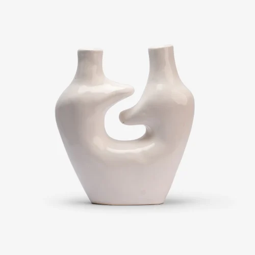 Abstract White Ceramic Vase – Sculptural Modern Design