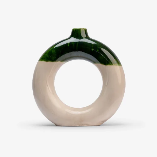 green ceramic ring vase