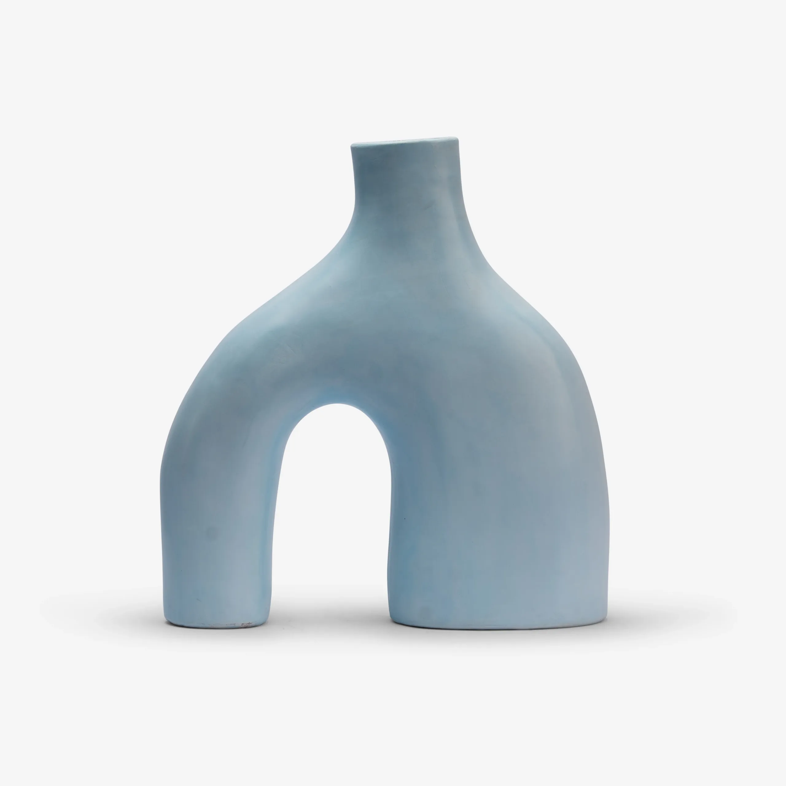 Light Blue Sculptural Ceramic Vase – Contemporary Arch Design