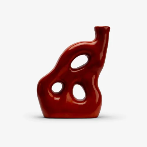 Red Abstract Ceramic Vase – Modern Sculptural Home Accent