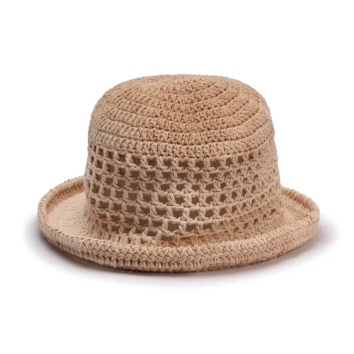Handmade Crochet Bucket Hat – Natural Raffia Look for Summer Style