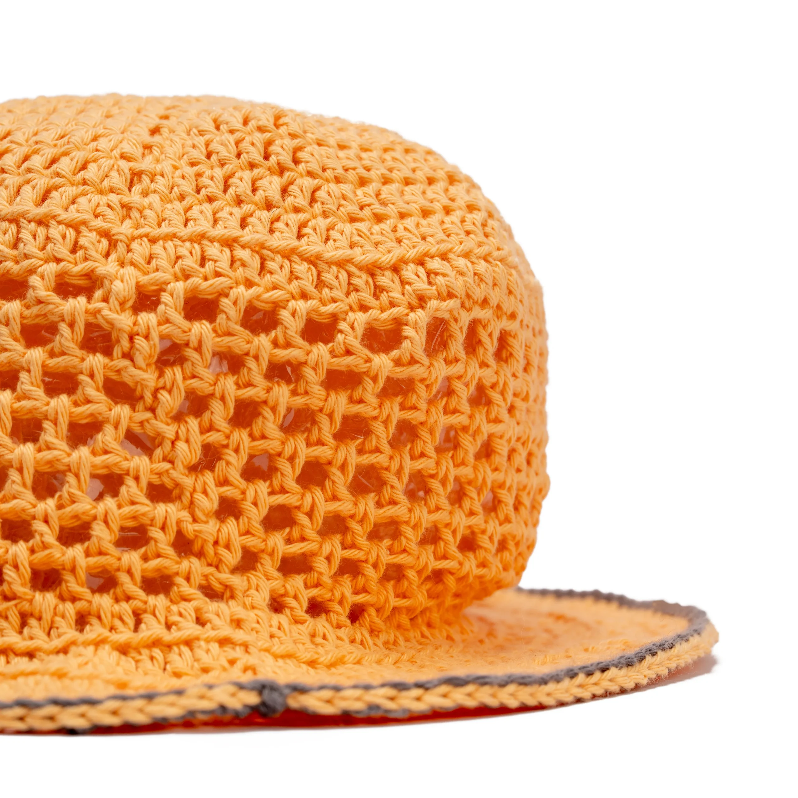 Handmade Orange Crochet Bucket Hat – Lightweight Summer Accessory