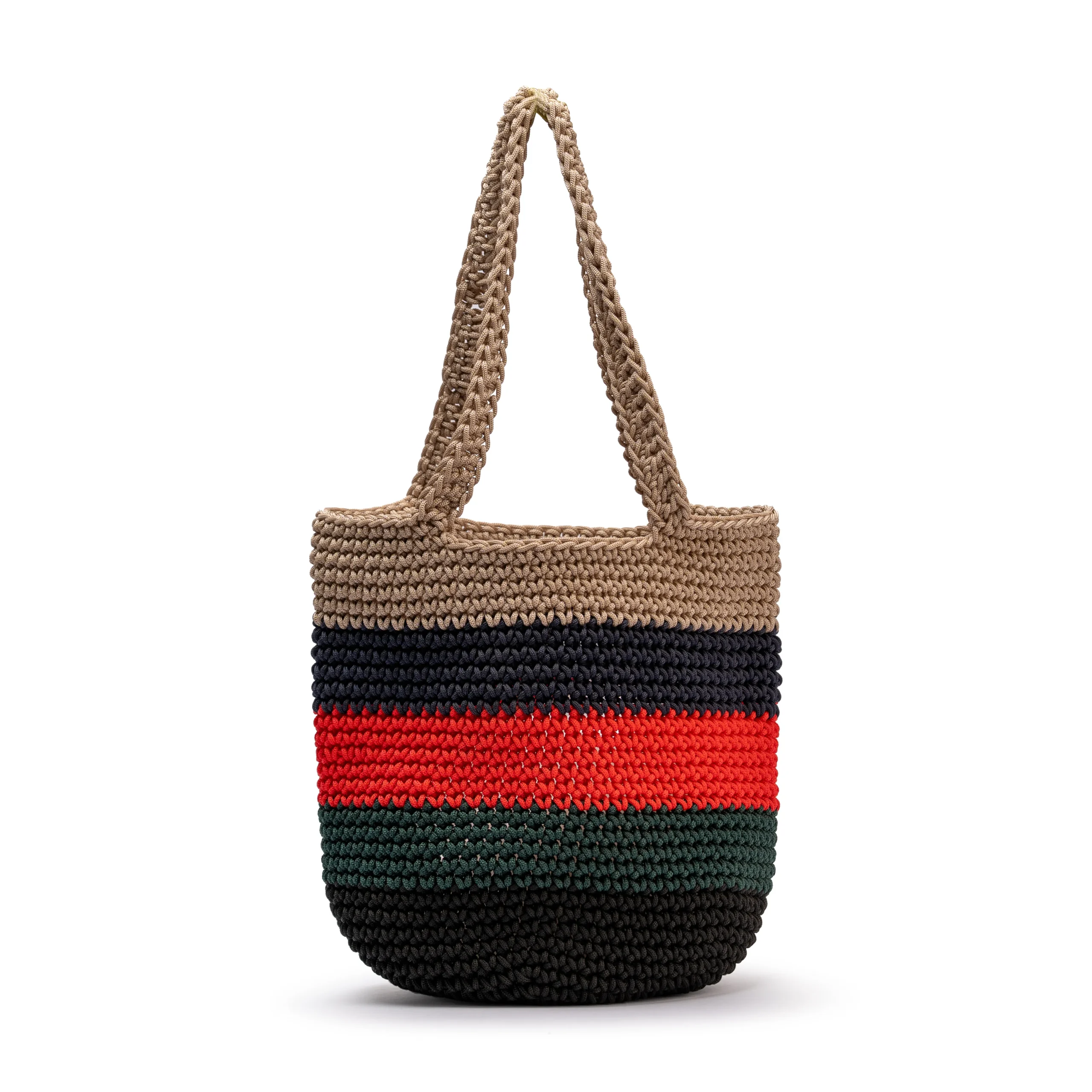 Handmade Crochet Tote Bag – Multicolour, Solid & Striped Variants