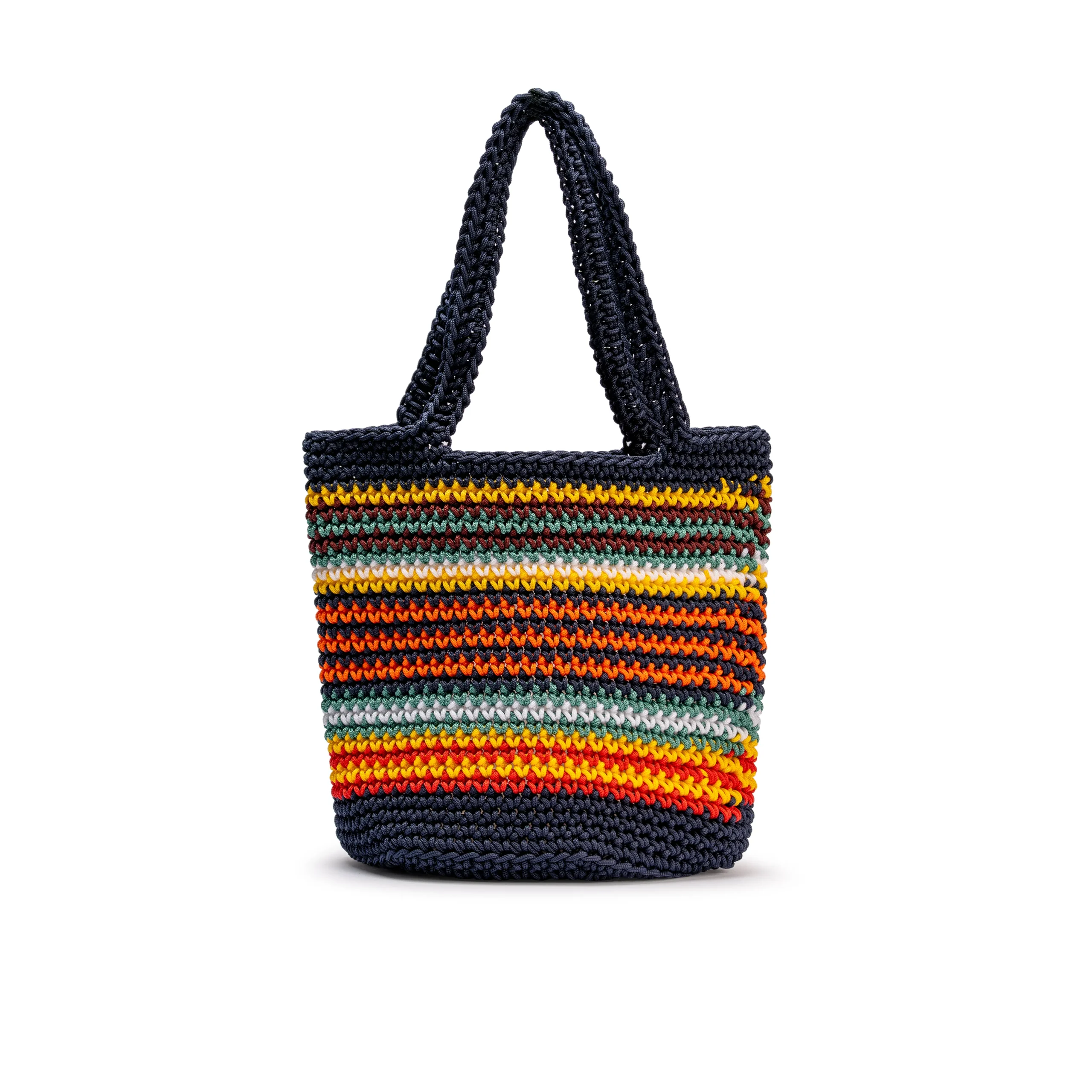 Multicolour Striped Crochet Tote Bag