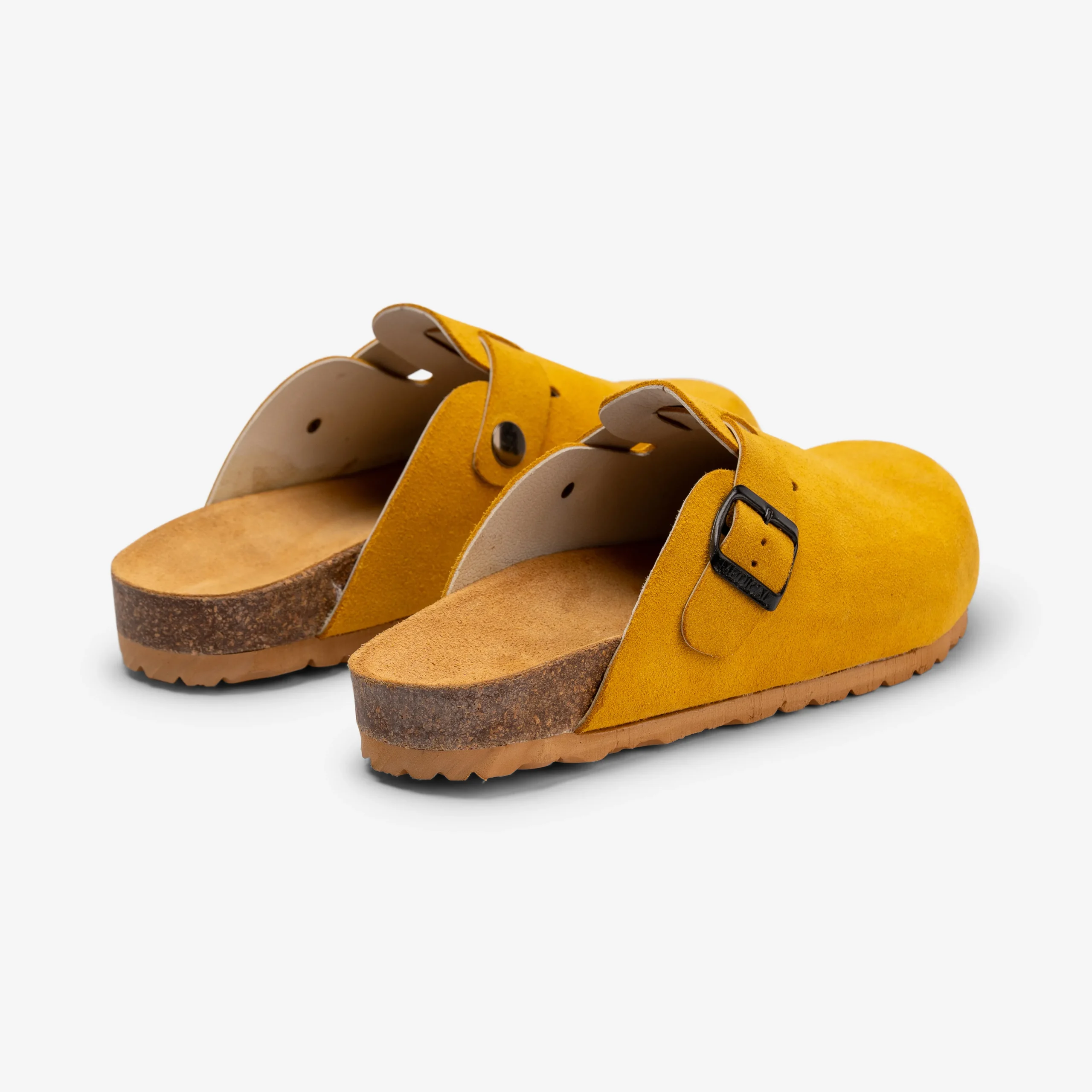 Handmade Mustard Yellow Suede Moroccan Mules | Comfy Cork Slip-Ons
