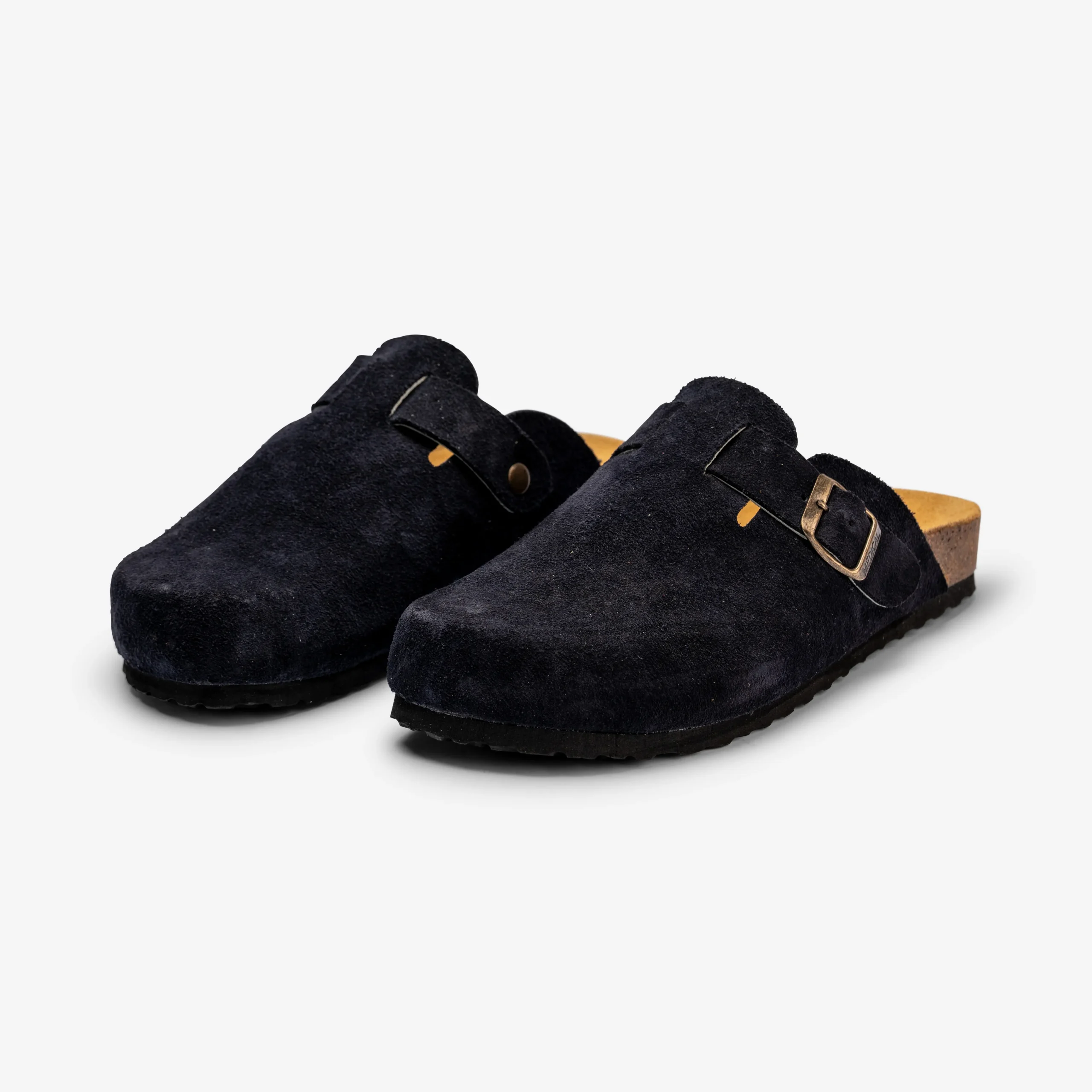 Black Suede Moroccan Mules with Buckle – Handmade Comfort & Style