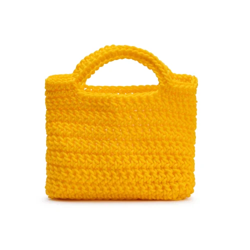 Yellow Crochet Clutch Purse – Handwoven Mini Tote Bag