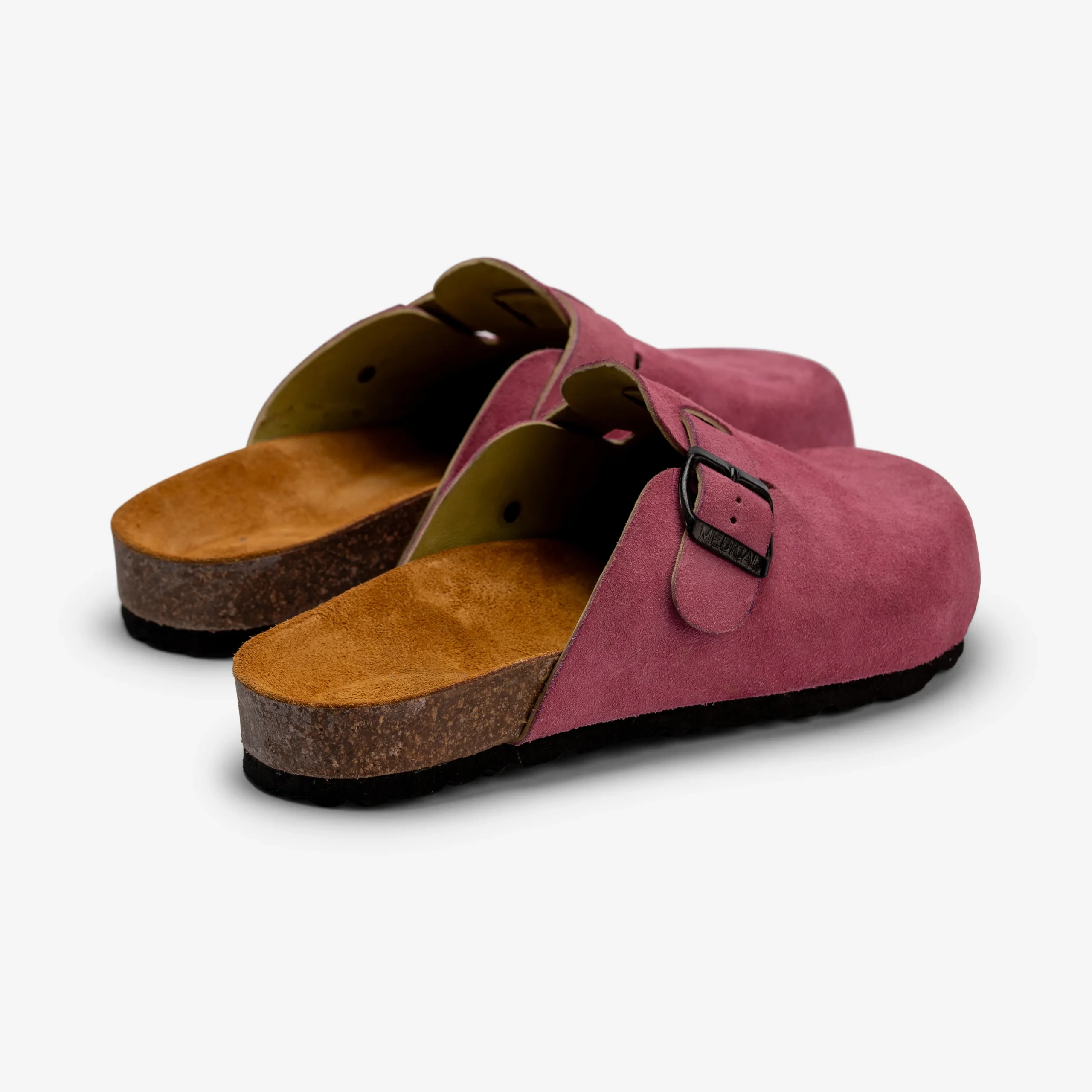 Pink Suede Moroccan Mules with Buckle – Handmade Artisan Footwear