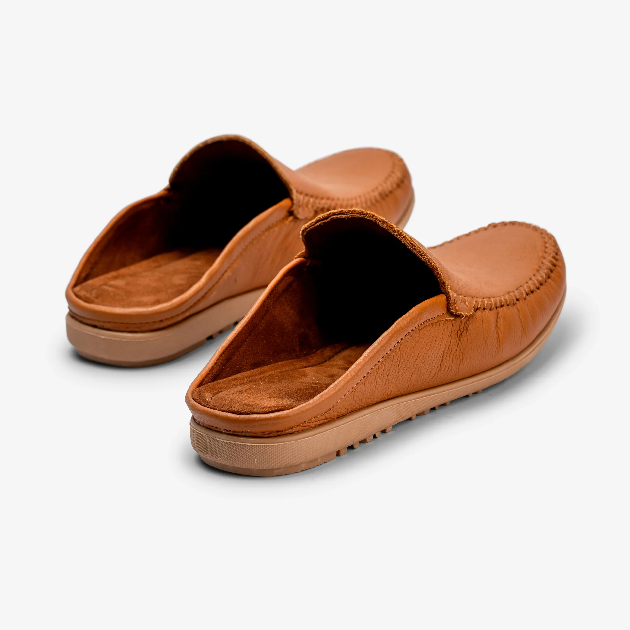 Men's Tan Leather Moroccan Mules – Handcrafted Slip-On Comfort