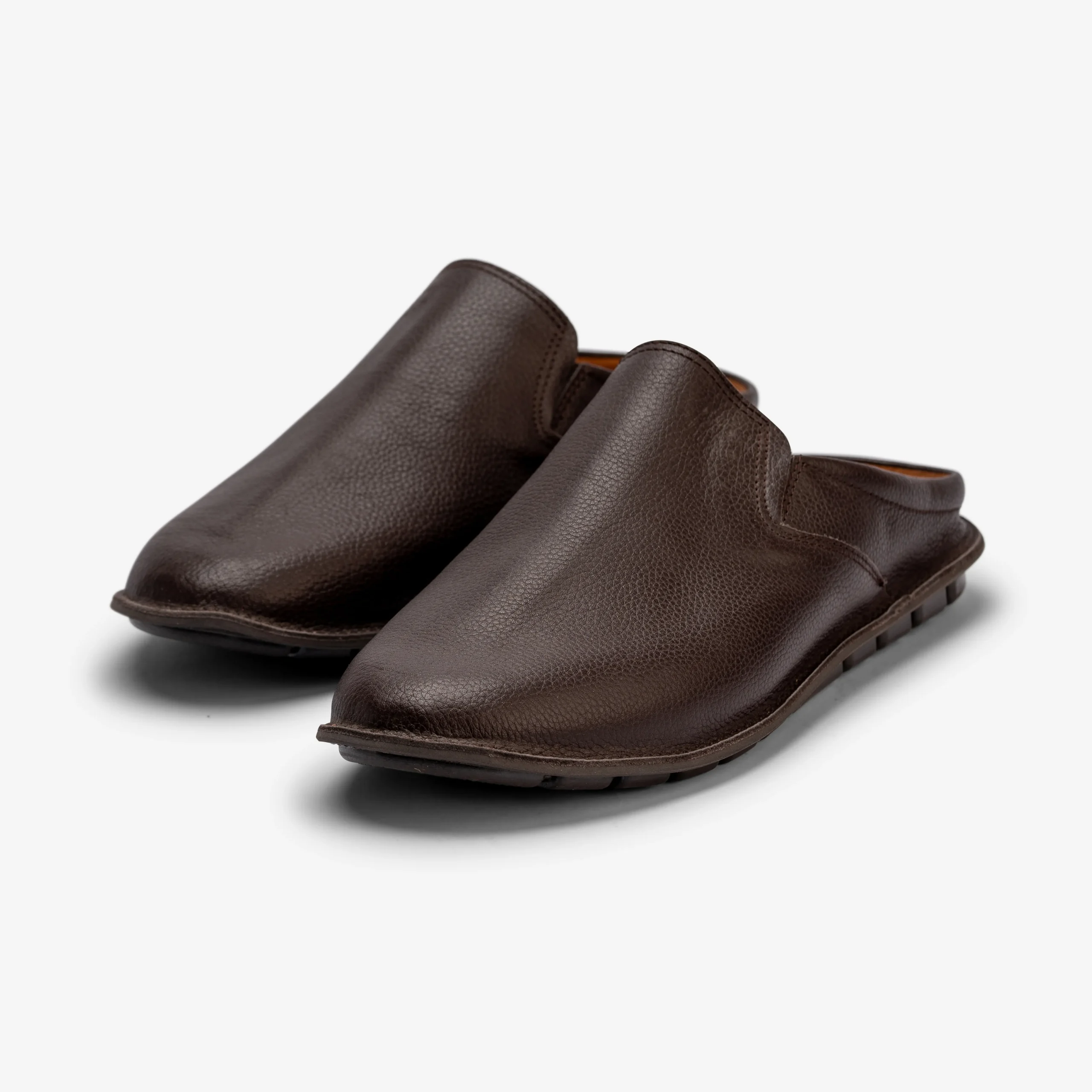Brown Leather Mule Slippers