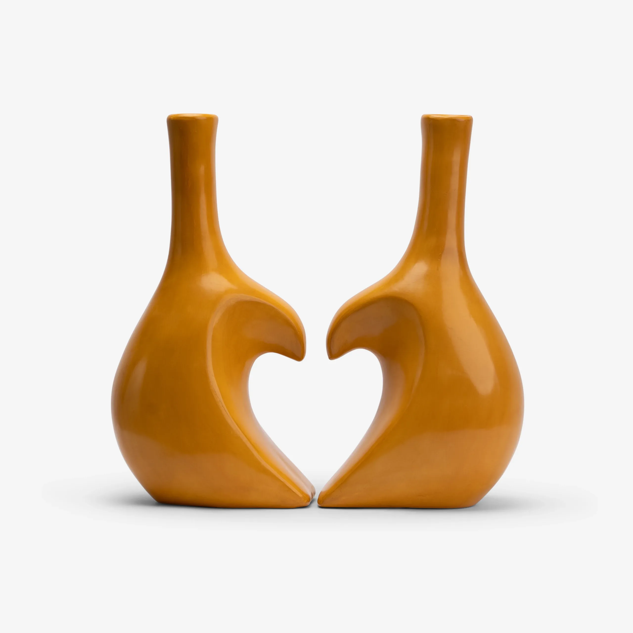 Handmade Ceramic Vase Pair – Yellow Decorative Vases for Home