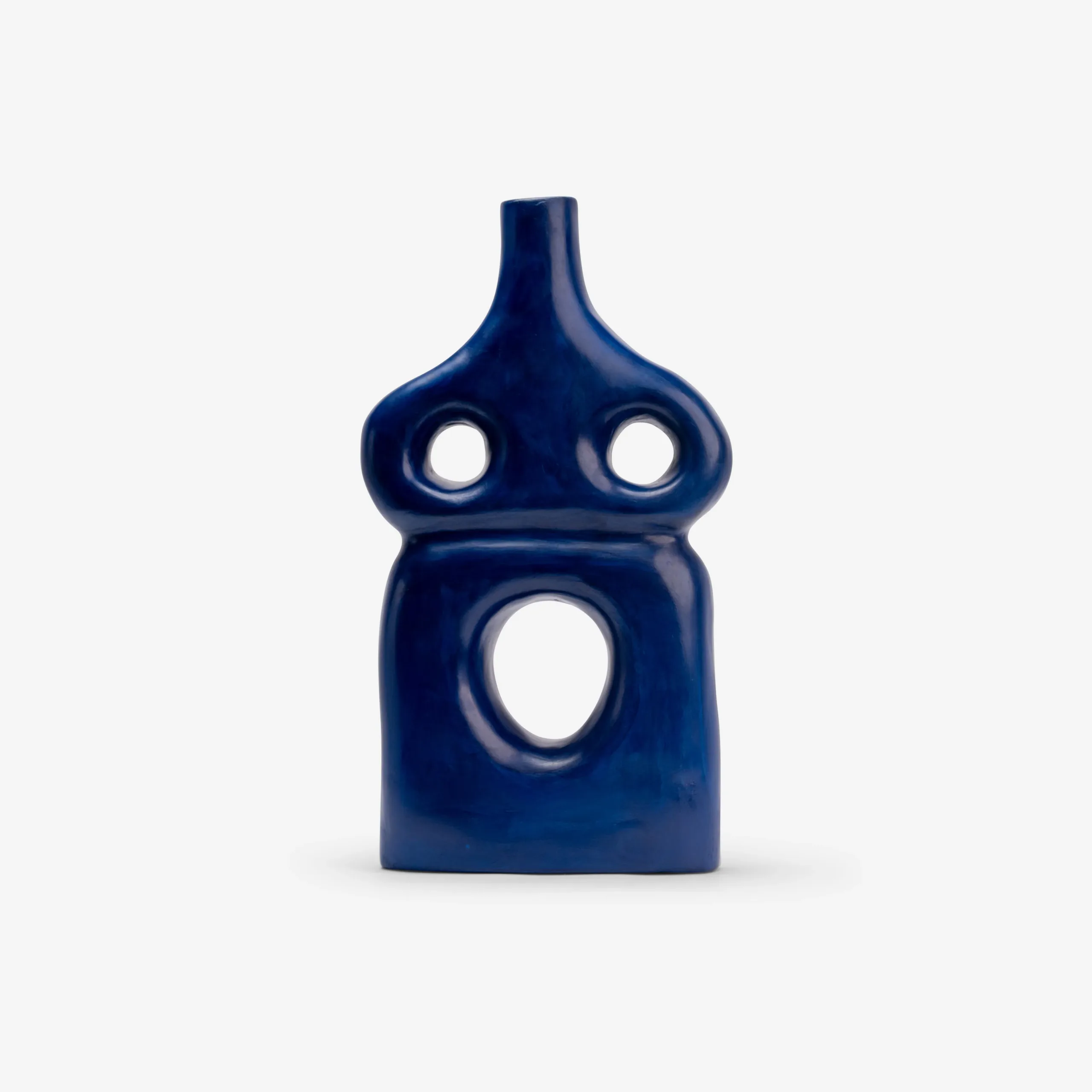 Sculptural Blue Ceramic Vase – Handmade Decorative Modern Art