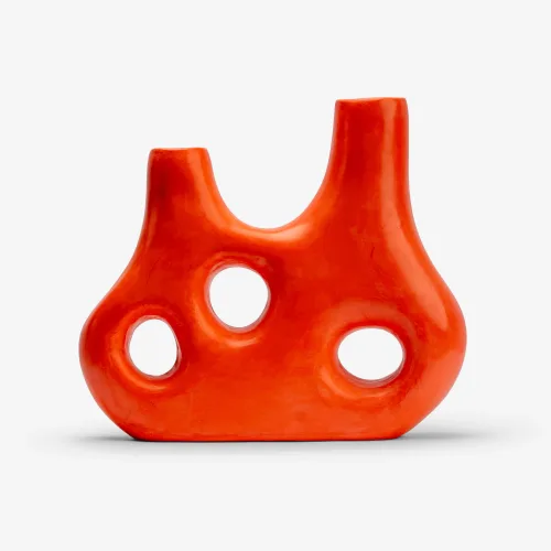 Modern Orange Abstract Ceramic Vase – Handmade Decorative Statement Piece