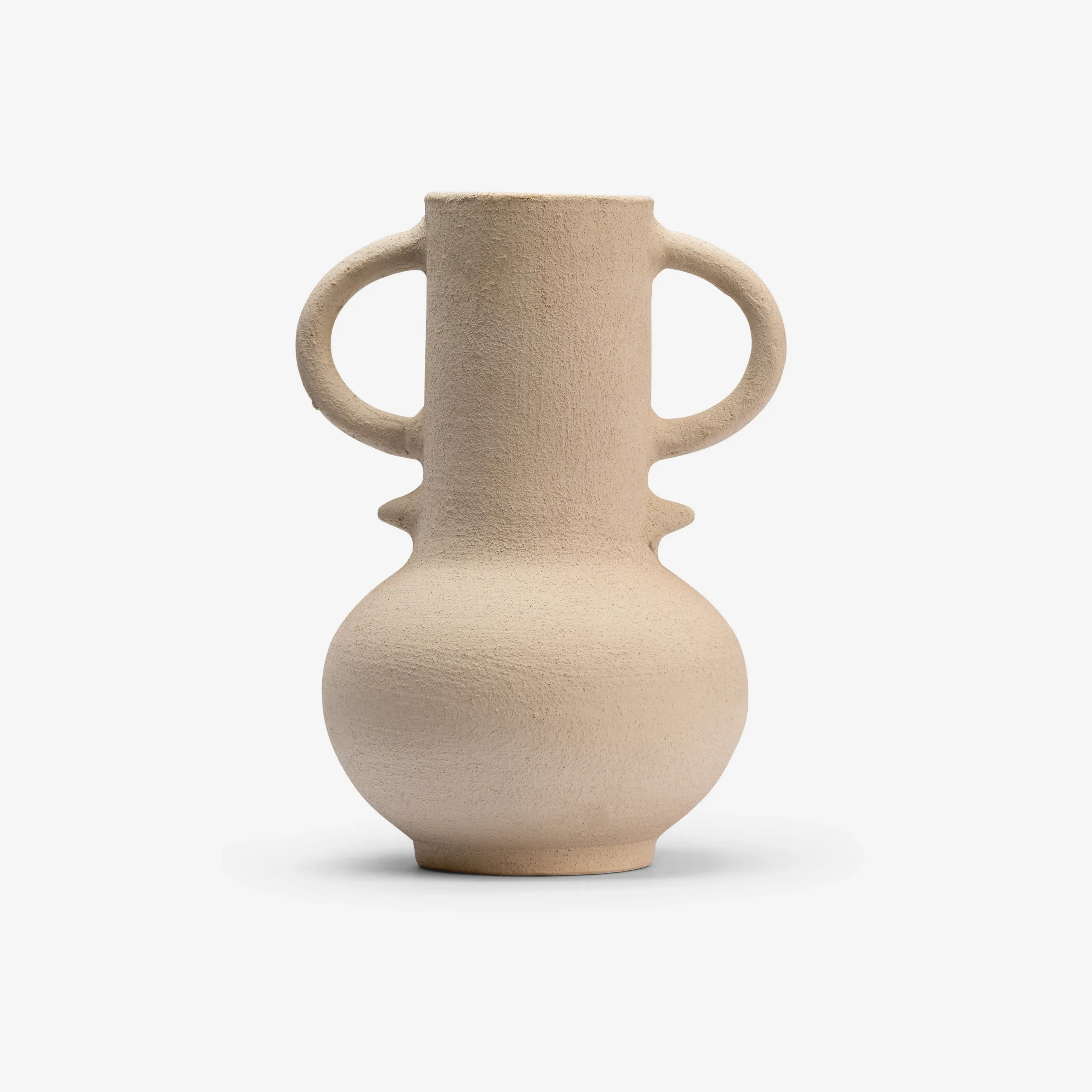 Sandstone Texture Ceramic Vase – Twin Handle Statement Piece