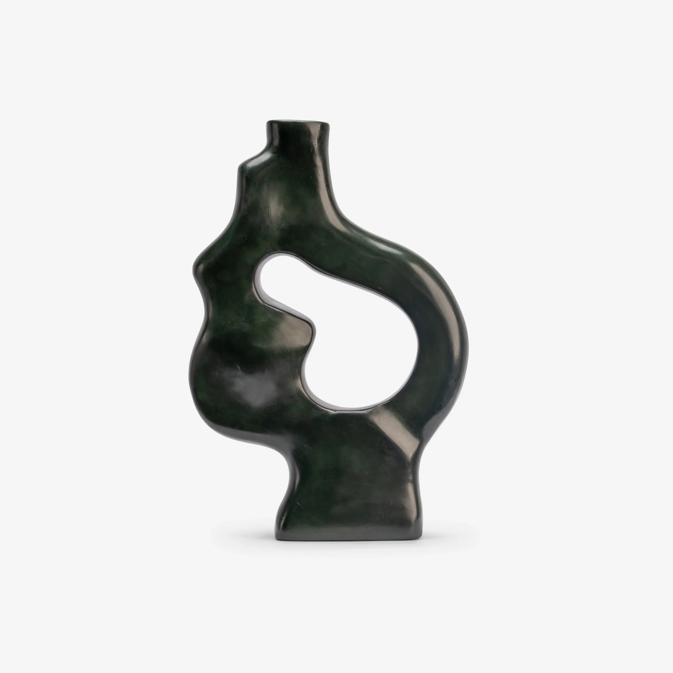 modern ceramic vase , sculptural green vase