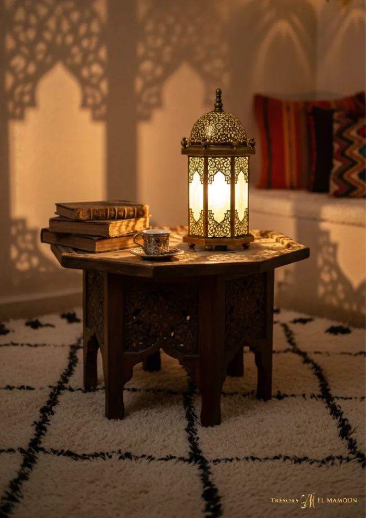 Antique Moroccan Table Lamp – Intricately Carved Brass Dome Light