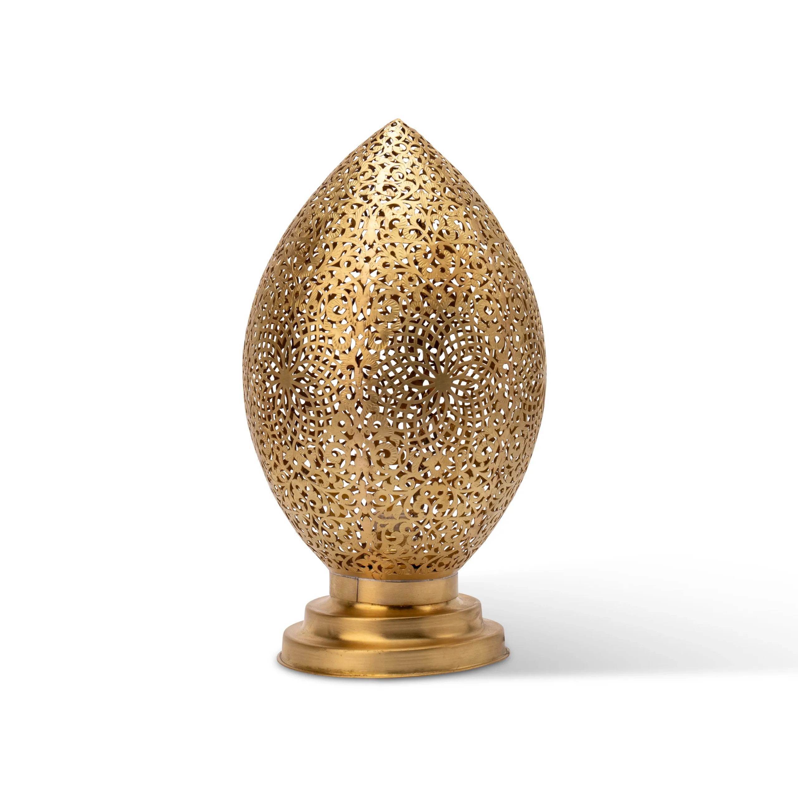 Gold Moroccan Table Lamp with Floral Cutout Design