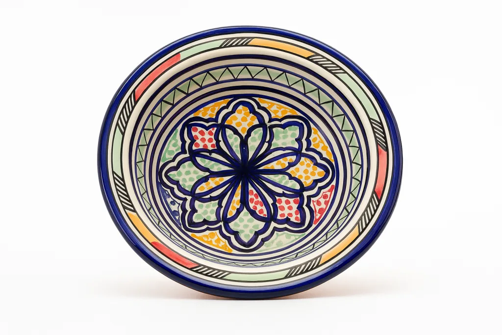 Hand-Painted Moroccan Gasaa Plate – Asfi Pottery Couscous Bowl for Serving or Wall Decor