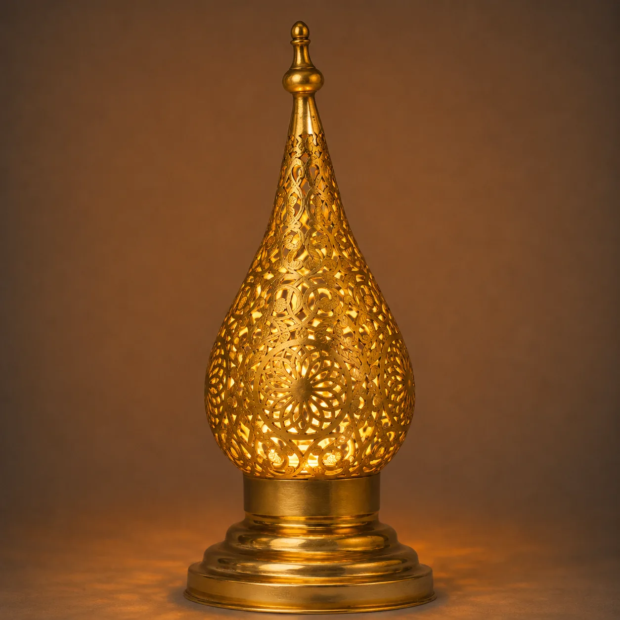 Silver Moroccan Filigree Lamp – Teardrop Design with Star Floral Cutouts