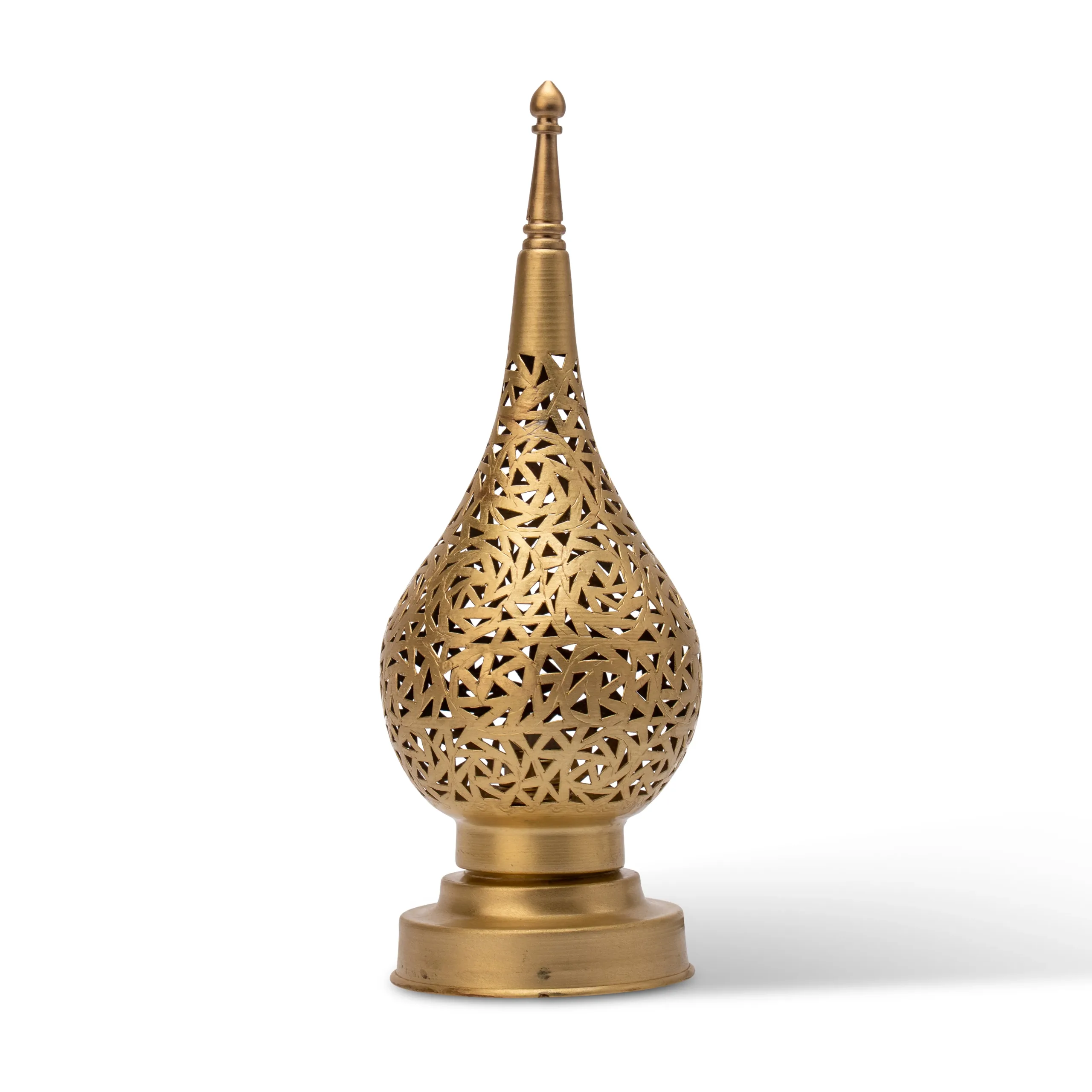 Geometric Teardrop Moroccan Brass Lamp
