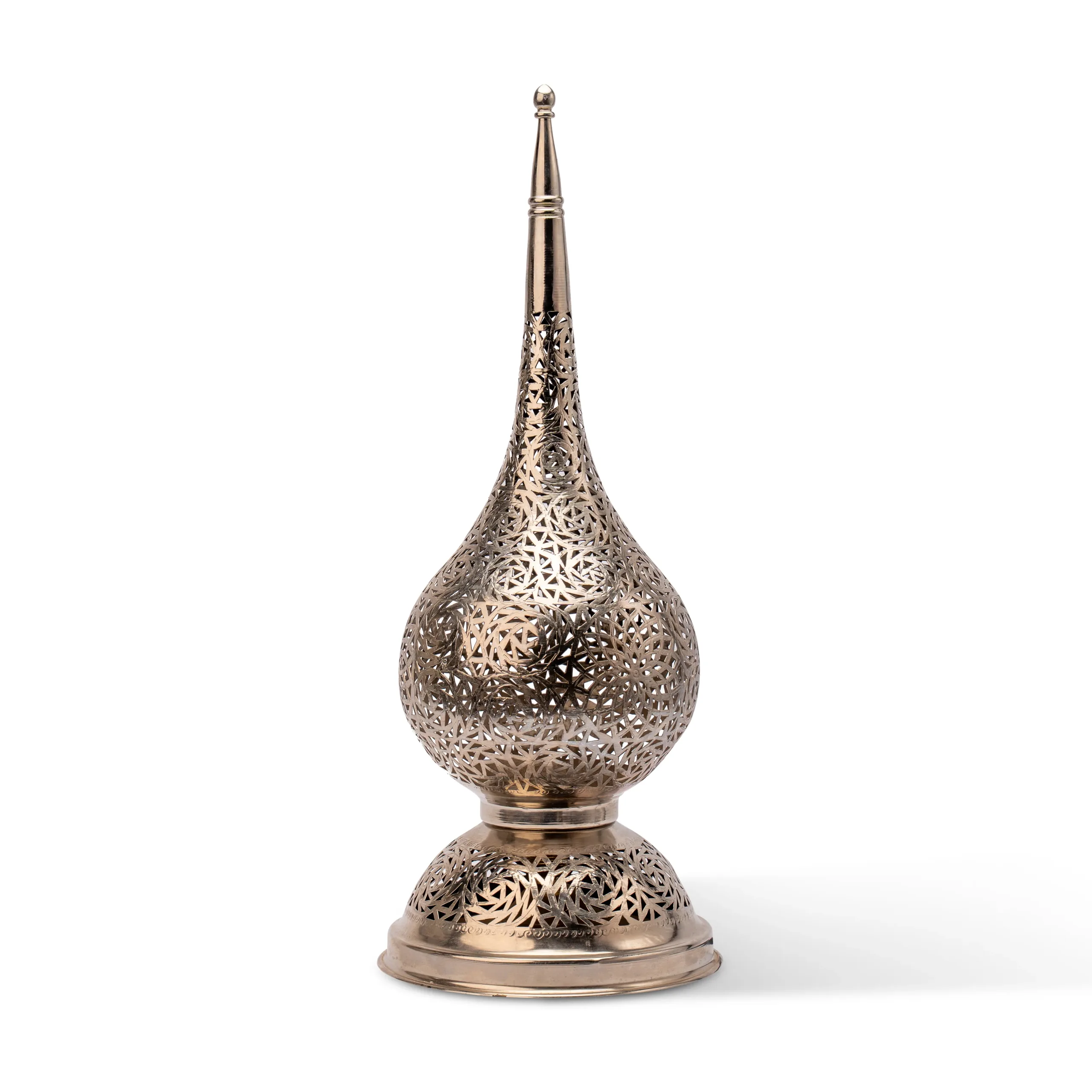 Handcrafted Moroccan Teardrop Lamp – Brass Filigree Table Light