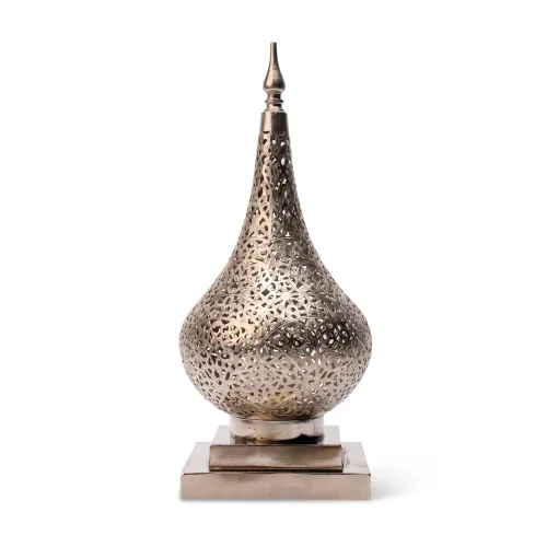 Moroccan Brass Floor Lamp – Intricately Handcrafted Teardrop Light