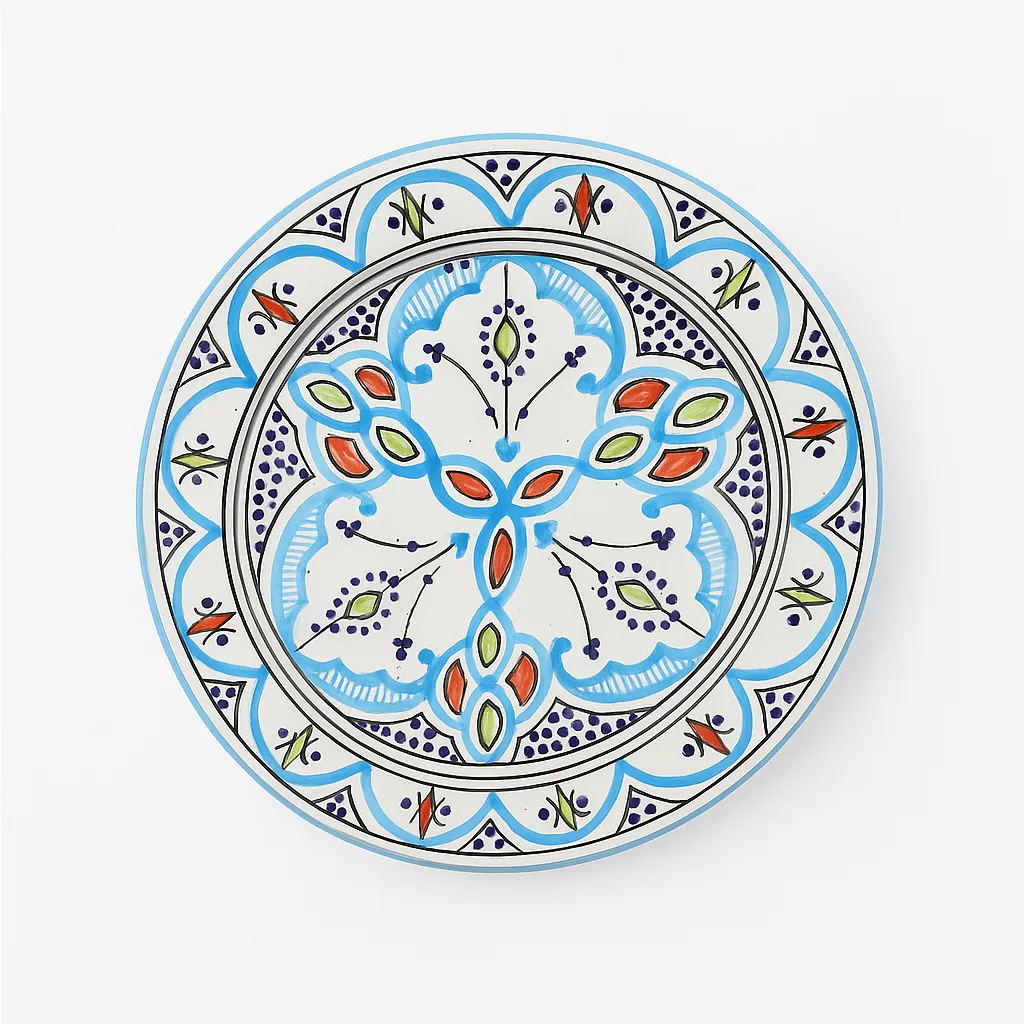 Blue & White Moroccan Plate – Traditional Hand-Painted Design - Image 2