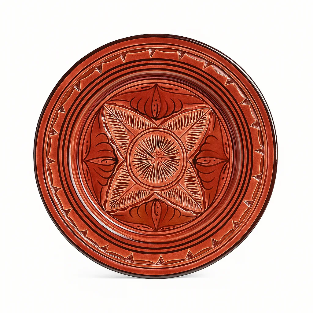 Red Moroccan Plate – Crafted Plate - Artisan Ceramic Serving Dish