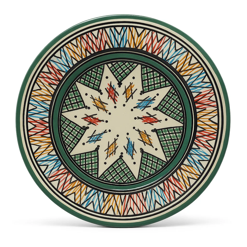 Hand-Painted Starburst Ceramic Colourful Moroccan Plate - Image 2