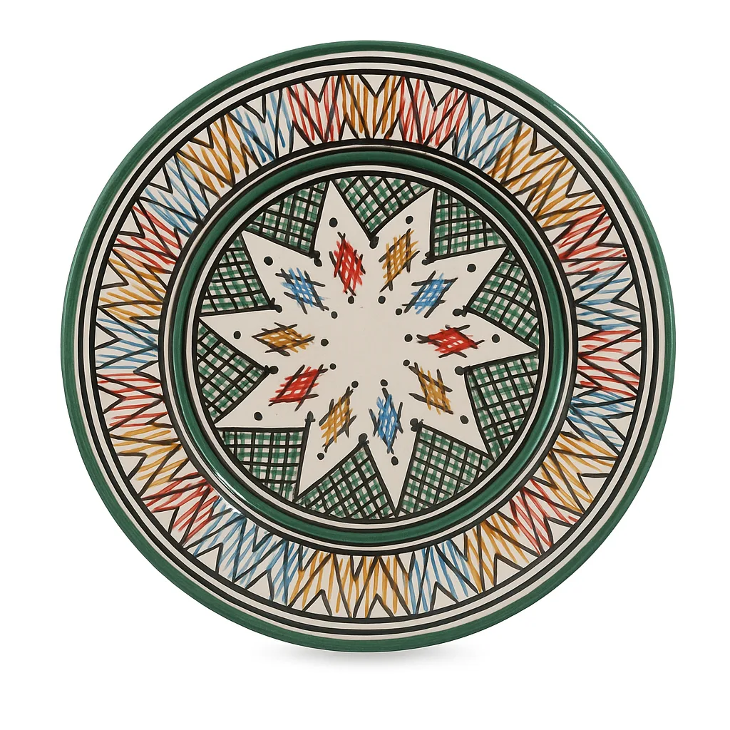 Hand-Painted Starburst Ceramic Colourful Moroccan Plate - Image 3