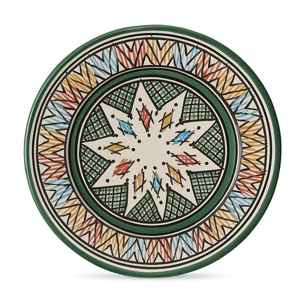 Hand-Painted Starburst Ceramic Colourful Moroccan Plate - Image 4