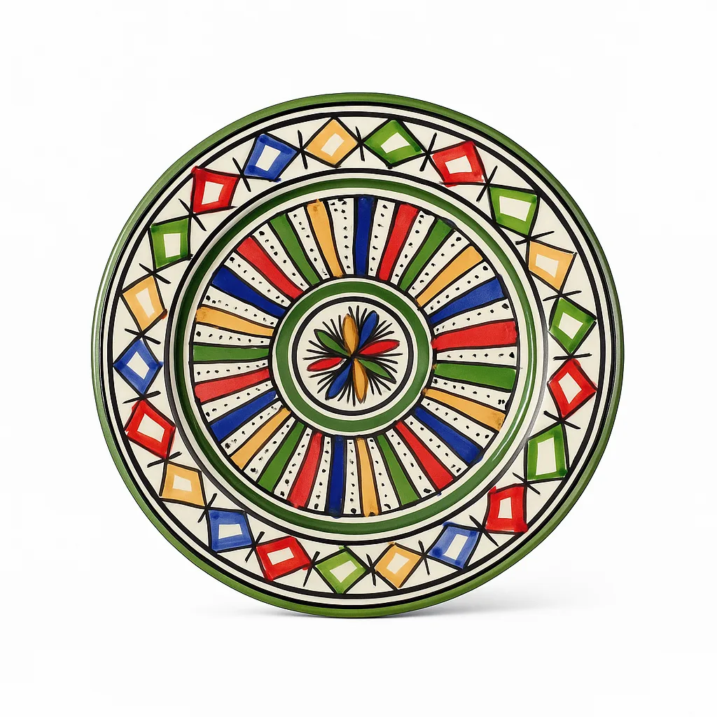 Colorful Geometric Moroccan Plate – Hand-Painted Artisan Ceramic - Image 2