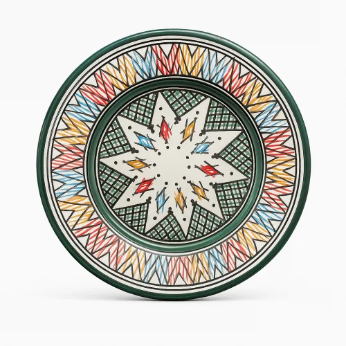 Hand-Painted Starburst Ceramic Colourful Moroccan Plate