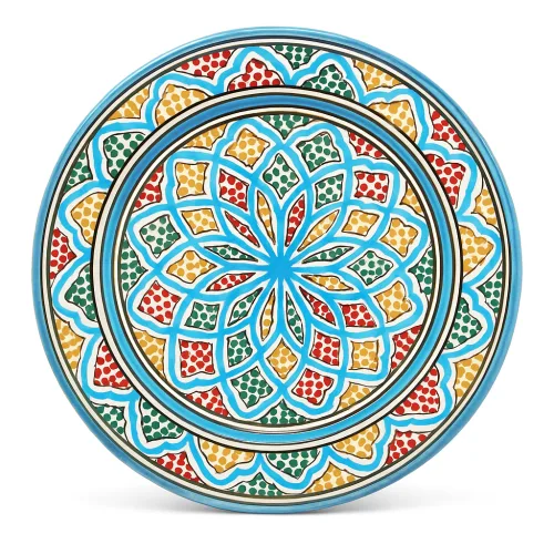 Handcrafted Ceramic Tray Green Moroccan Plate with Handles