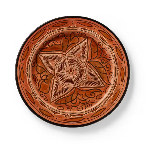 Handmade Moroccan Terracotta Plate – Star Etching Design
