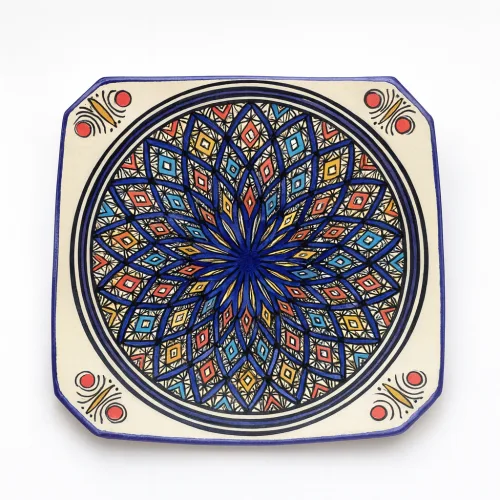 Multi-Colour Geometric Moroccan Plate – Zellige Mandala Pattern