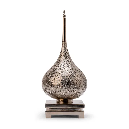 Silver Moroccan Floor Lamp with Teardrop Cutout Design