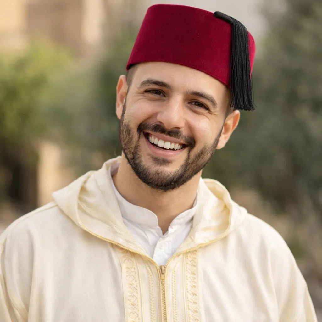 Traditional Moroccan Fez Hat – Red Velvet Handmade Tarboosh