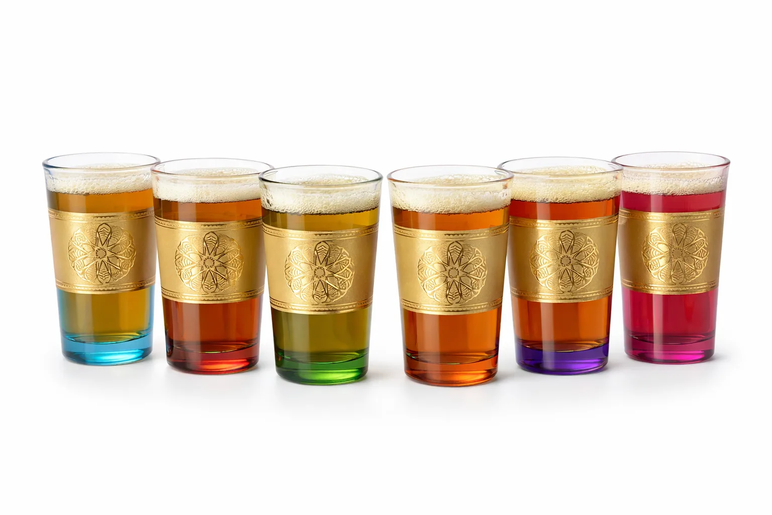 Moroccan Tea Glasses with Hanging Floral Pattern – Rounded Shape