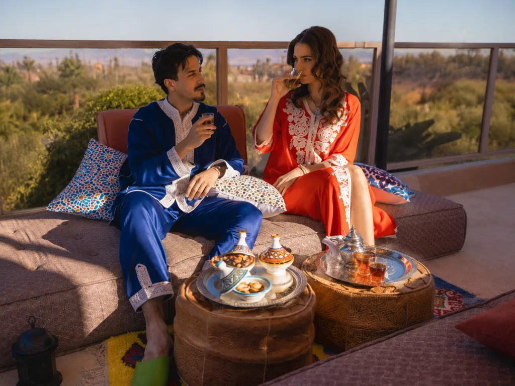 A Moroccan Couple Drinking Moroccan Green Tea With Mind
