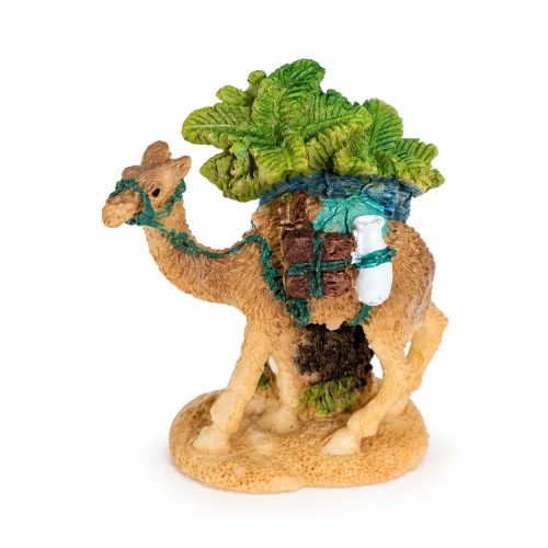 Handcrafted Camel Figurine with Lush Green Load