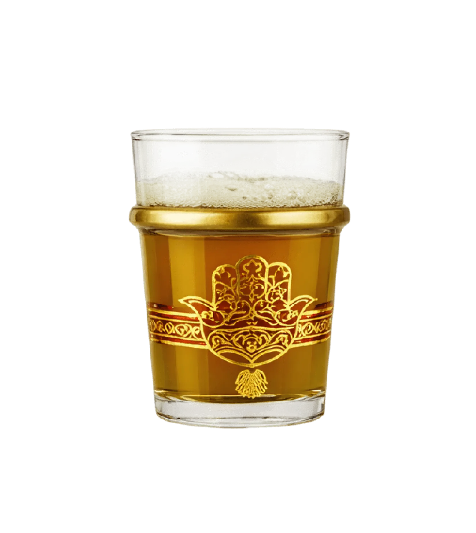 Moroccan Tea Glasses with Gold Khamsa Detail