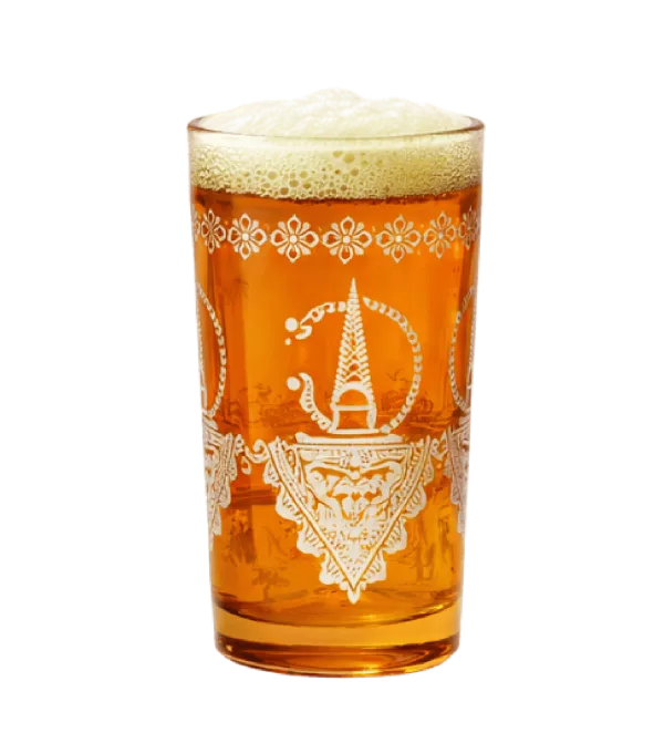 Moroccan Tea Glasses with Royal Crest Motif - Tresors El Mamoun