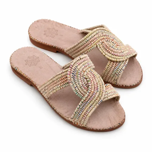 Handwoven Raffia & Leather Moroccan Babouche Sandals