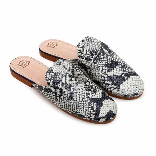 Snakeskin Patterned Moroccan Leather Babouche Slippers