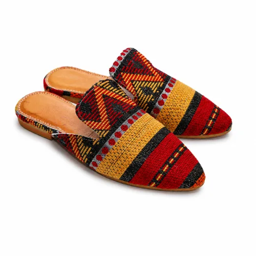Amber & Saffron Tribal Weave Moroccan Babouche Slippers