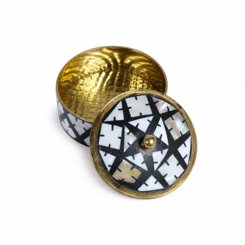 Mother of Pearl Mosaic Moroccan Brass Mini Jewellery Box