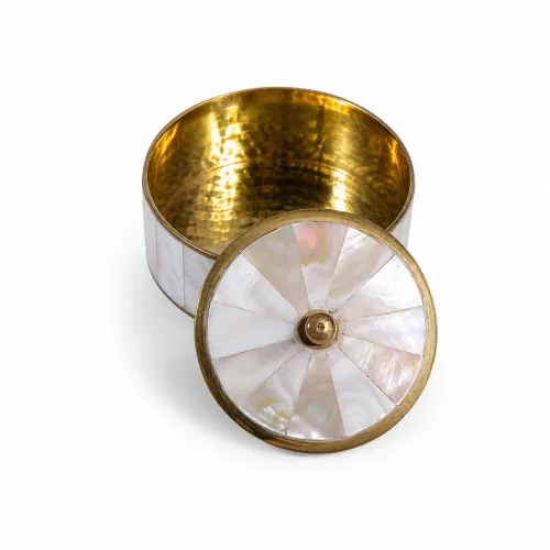 Round Brass & Mother of Pearl Moroccan Keepsake Box