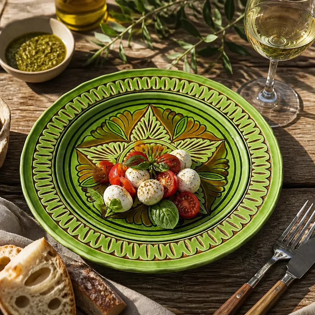 Green Floral Star Ceramic Plate, Hand-Painted Moroccan Plate - Image 4