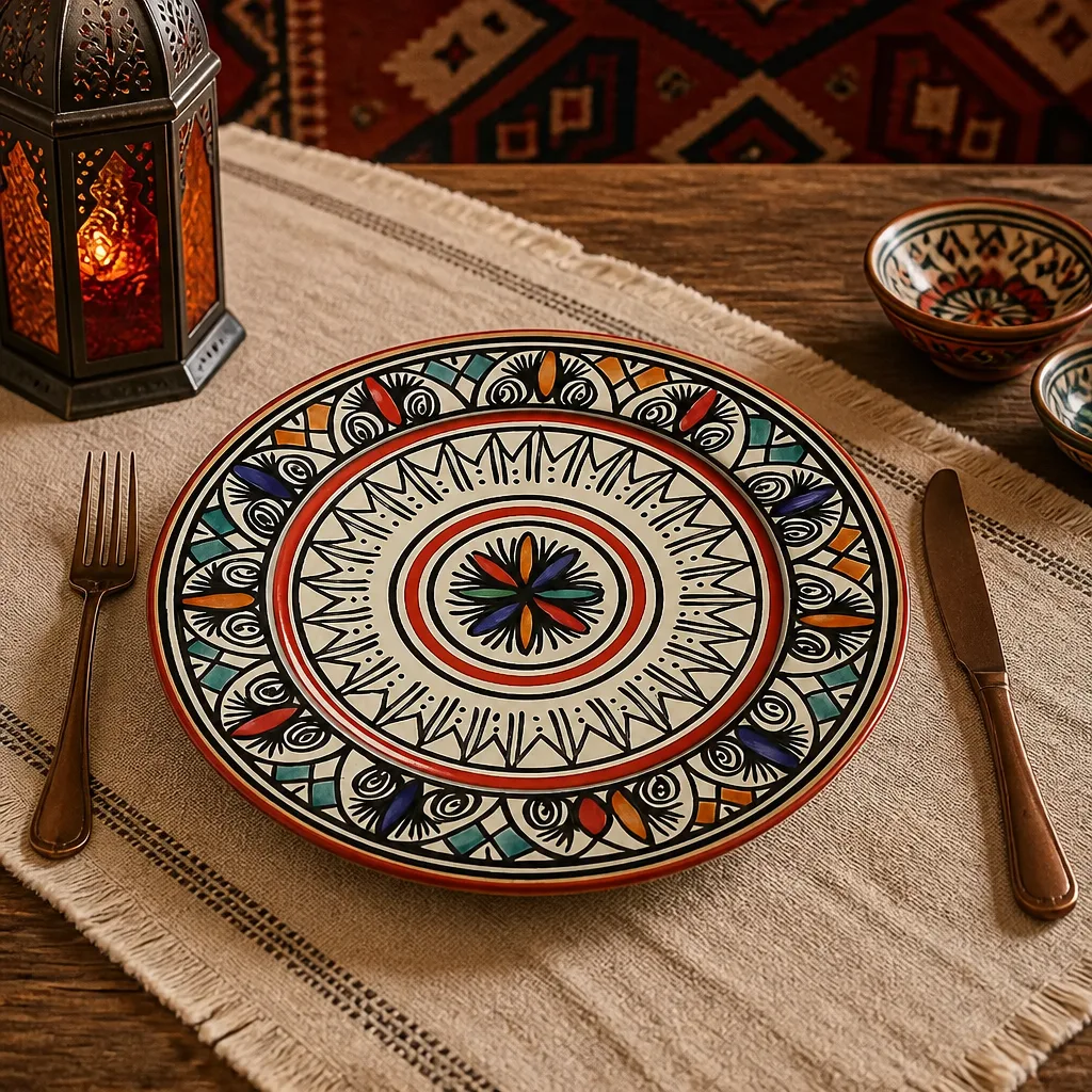 Hand-Painted Multicolour Moroccan Plate in Ceramic - Image 2